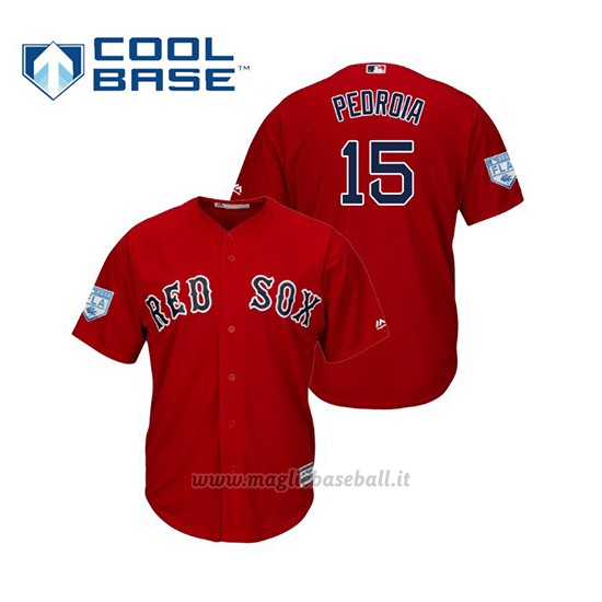 Maglia Baseball Uomo Boston Red Sox Dustin Pedroia Cool Base Entrenamiento De Primavera 2019 Rosso